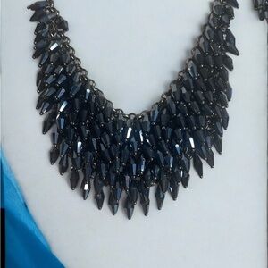 Elegant NavyTeardrop Necklace with colorful crystal Accents